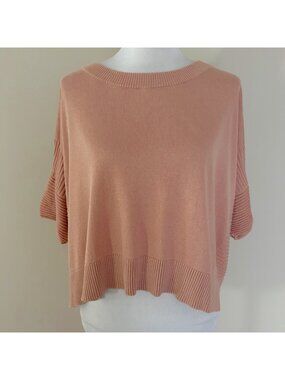 Planet Lauren G Rose Pink Boxy Lightweight Knit Sweater One Size Women's